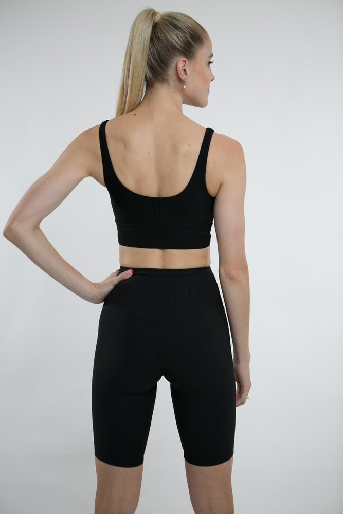 Black Luxe Seamless Ribbed Biker