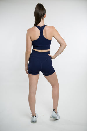 Navy Blue Ribbed Racerback Bra