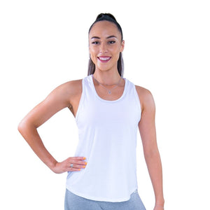 White Loop Back Tank - SoulFit NZ