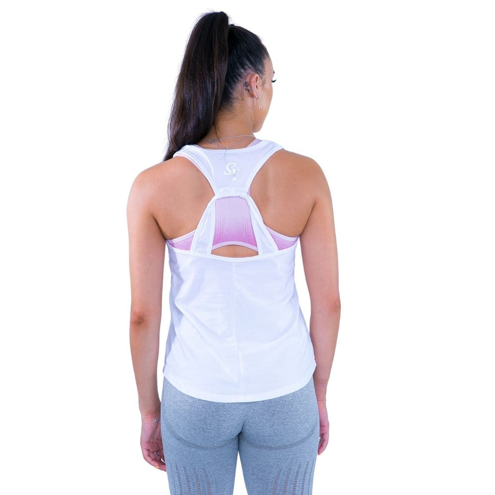 White Loop Back Tank - SoulFit NZ